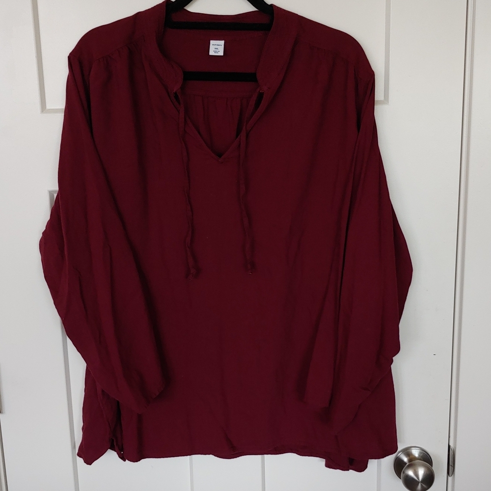 Old Navy Women's Long Sleeve V-Neck Tunic - Burgundy
